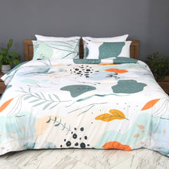 Housse de Couette Double Face "Jardin Serein"  -Doux & Antiallergique - + Taie d'oreiller Offert