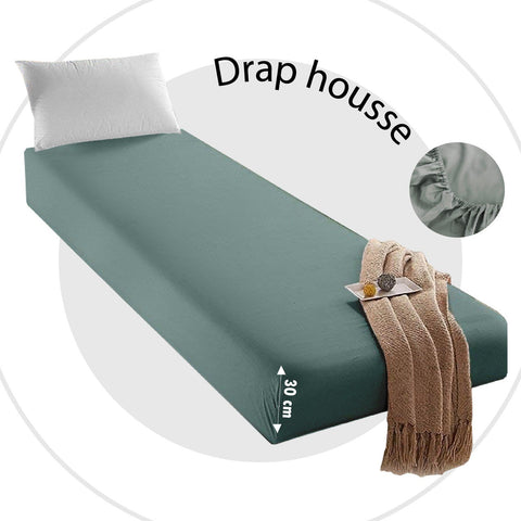 Drap Housse Uni Vert Foncé -Doux & Antiallergique