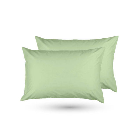 2 Taies d'oreiller Uni Vert  Pistache Doux & Antiallergique 45x70cm