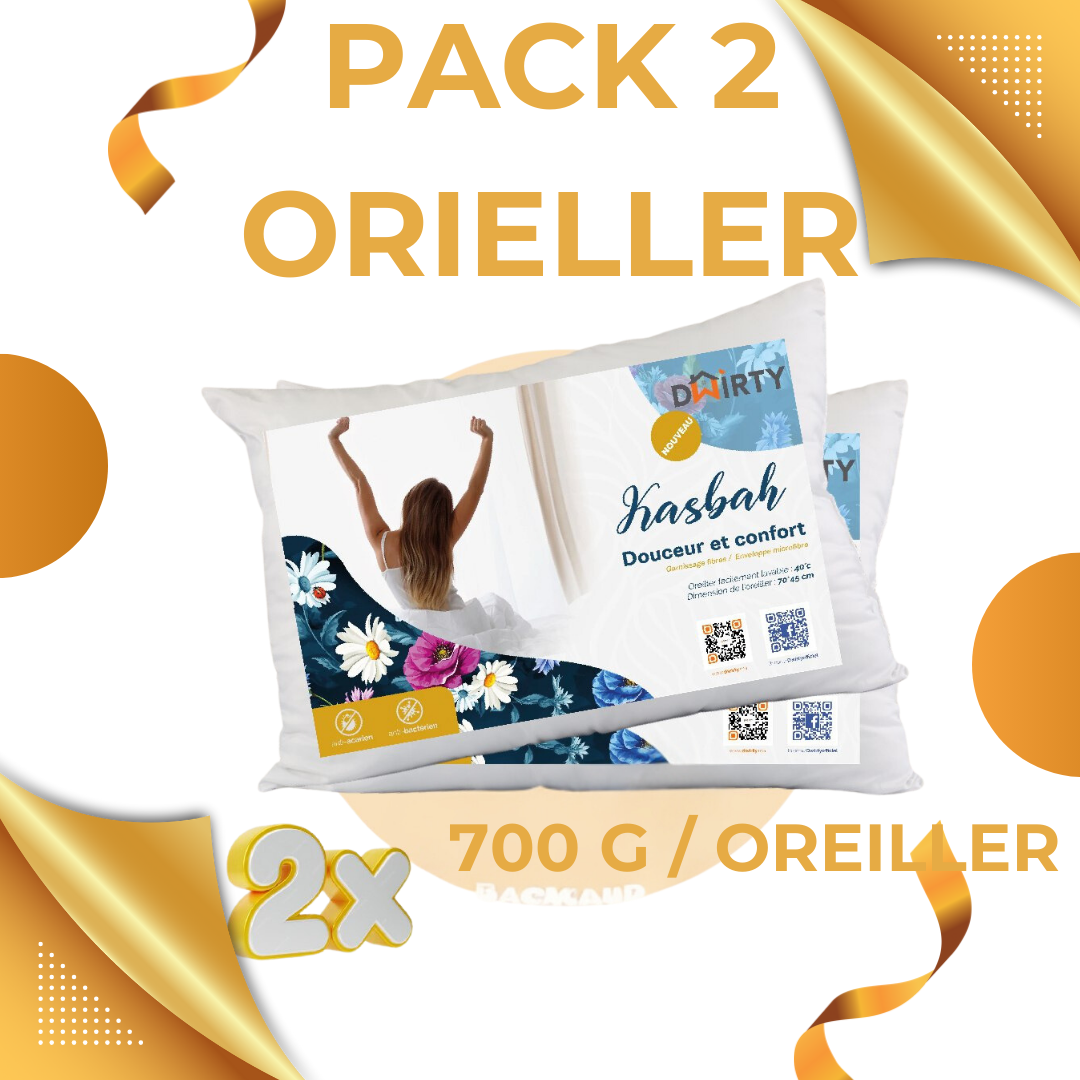 Pack 2 Oreiller Ferme Synthétique KASBAH