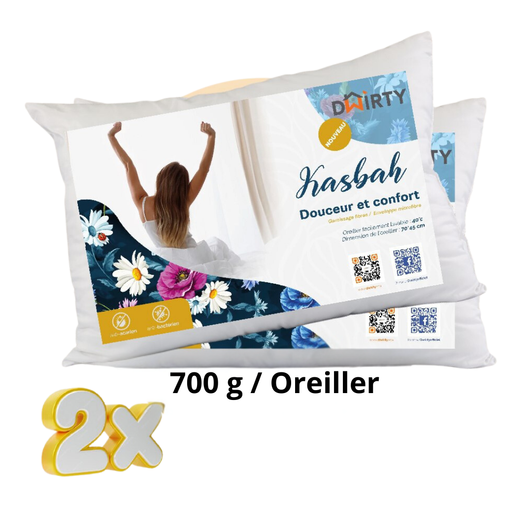 Pack 2 Oreiller Ferme Synthétique KASBAH