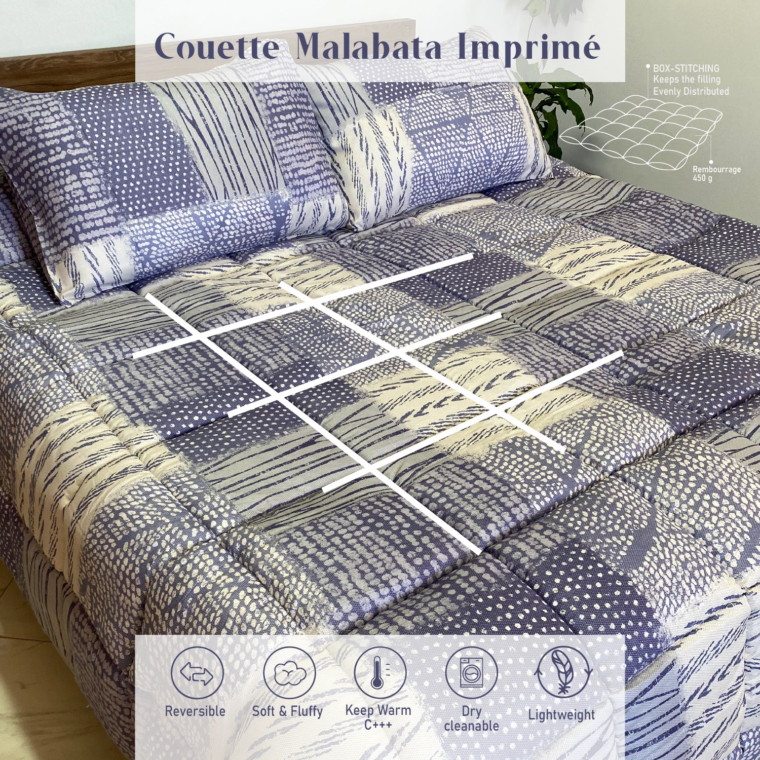 Couette imprimée Malabata Micro-gel  Foutoune + Taie d'oreiller Offerts -50% // BF2024