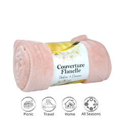 🌟Couverture Flanelle Uni Rose -Doux & Antiallergique (C++) 🌟