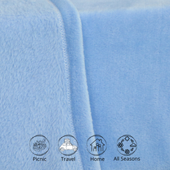 🌟Couverture Flanelle Uni Bleu Ciel -Doux & Antiallergique (C++) 🌟