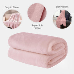 🌟Couverture Flanelle Uni Rose -Doux & Antiallergique (C++) 🌟