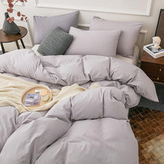 Housse Couette Gris Moyen + Taies d'oreillers Offerts  -Doux & Antiallergique -