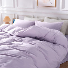 Housse Couette Mauve + Taies d'oreillers Offerts  -Doux & Antiallergique -