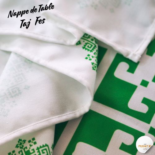 Nappe "Zahrat Fès" de la Collection "Touches de Fès Luxueuses" - Vert