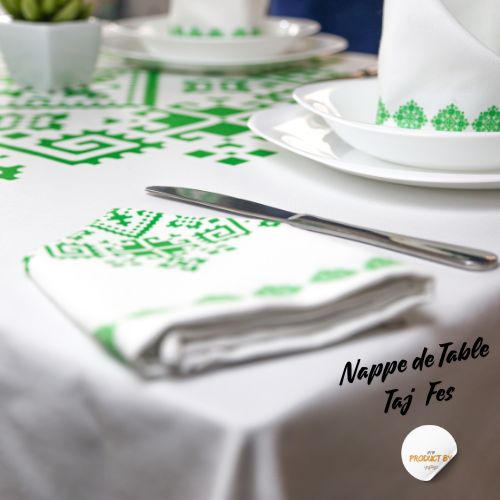 Nappe "Zahrat Fès" de la Collection "Touches de Fès Luxueuses" - Vert