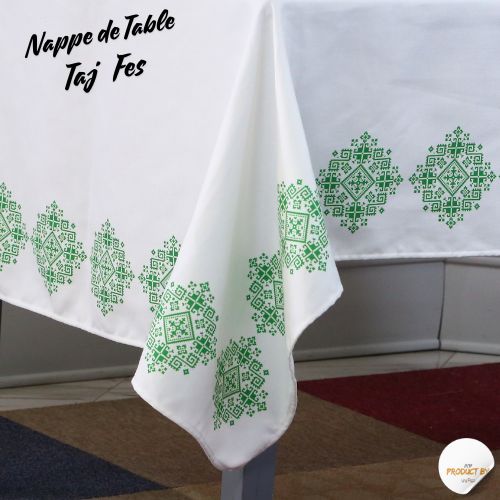 Nappe "Zahrat Fès" de la Collection "Touches de Fès Luxueuses" - Vert