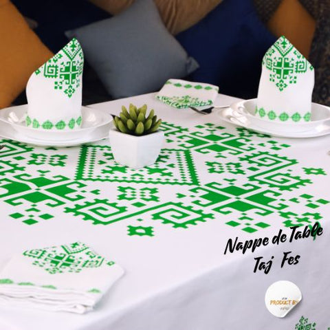 Nappe "Zahrat Fès" de la Collection "Touches de Fès Luxueuses" - Vert