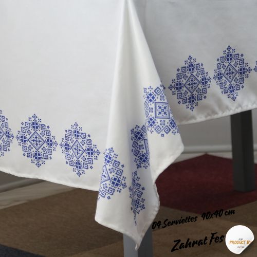 Nappe "Zahrat Fès" de la Collection "Touches de Fès Luxueuses" - Bleu