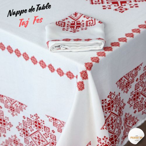 Nappe "Taj Fès" de la Collection "Touches de Fès Luxueuses" - Rouge