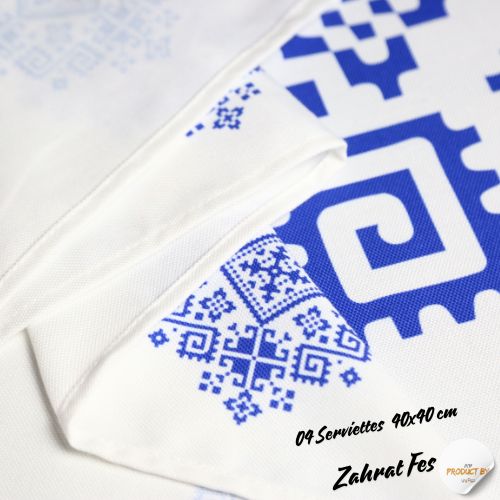 Nappe "Zahrat Fès" de la Collection "Touches de Fès Luxueuses" - Bleu