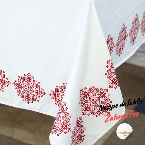 Nappe "Zahrat Fès" de la Collection "Touches de Fès Luxueuses" - Rouge