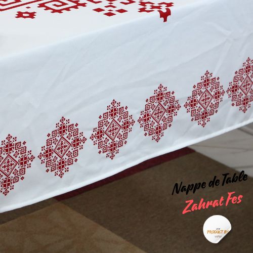 Nappe "Zahrat Fès" de la Collection "Touches de Fès Luxueuses" - Rouge