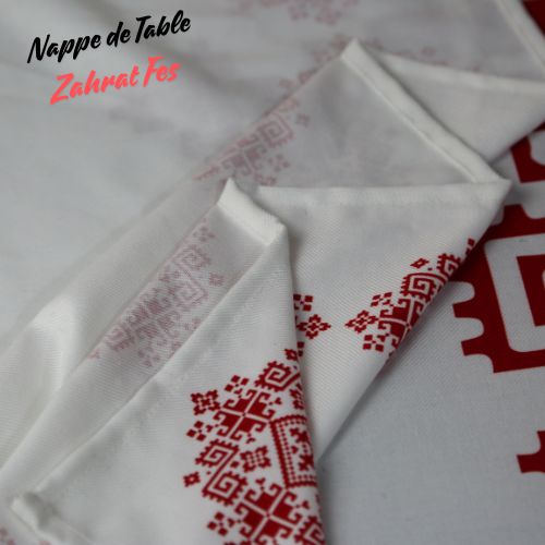 Nappe "Zahrat Fès" de la Collection "Touches de Fès Luxueuses" - Rouge