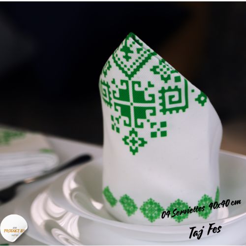 Nappe "Taj Fès" de la Collection "Touches de Fès Luxueuses" - Vert