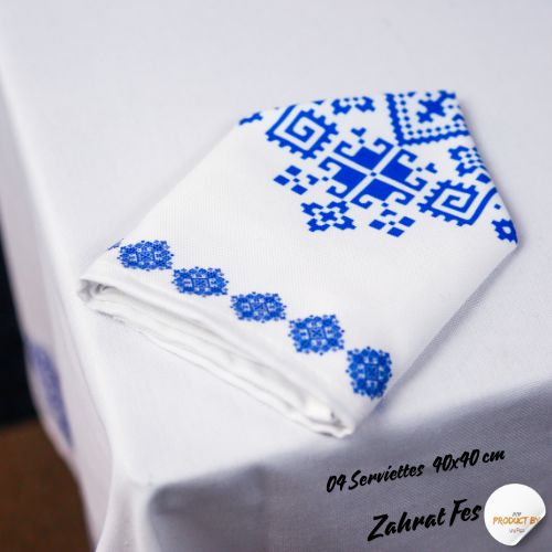 Nappe "Zahrat Fès" de la Collection "Touches de Fès Luxueuses" - Bleu