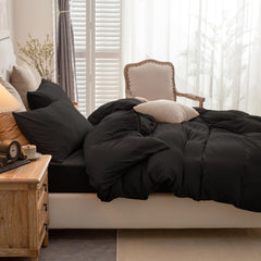 Housse Couette Noir + Taies d'oreillers Offerts  -Doux & Antiallergique - // Offre 2024