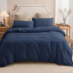 Housse Couette Bleu Nuit + Taies d'oreillers Offerts  -Doux & Antiallergique - // Offre 2024