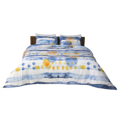 Housse de Couette Double Face "Ciel d'Azur"  -Doux & Antiallergique + Taie d'oreiller Offert