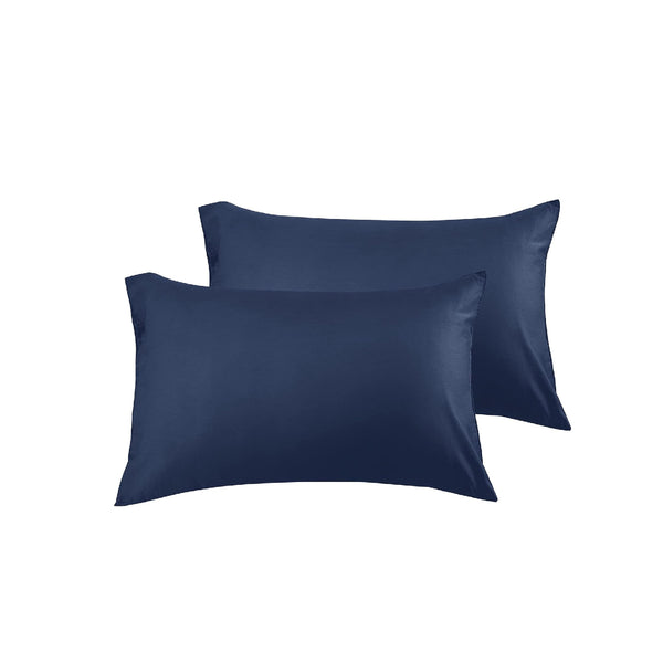 2 Taies d'oreiller Uni Bleu Nuit Doux & Antiallergique 50x70cm