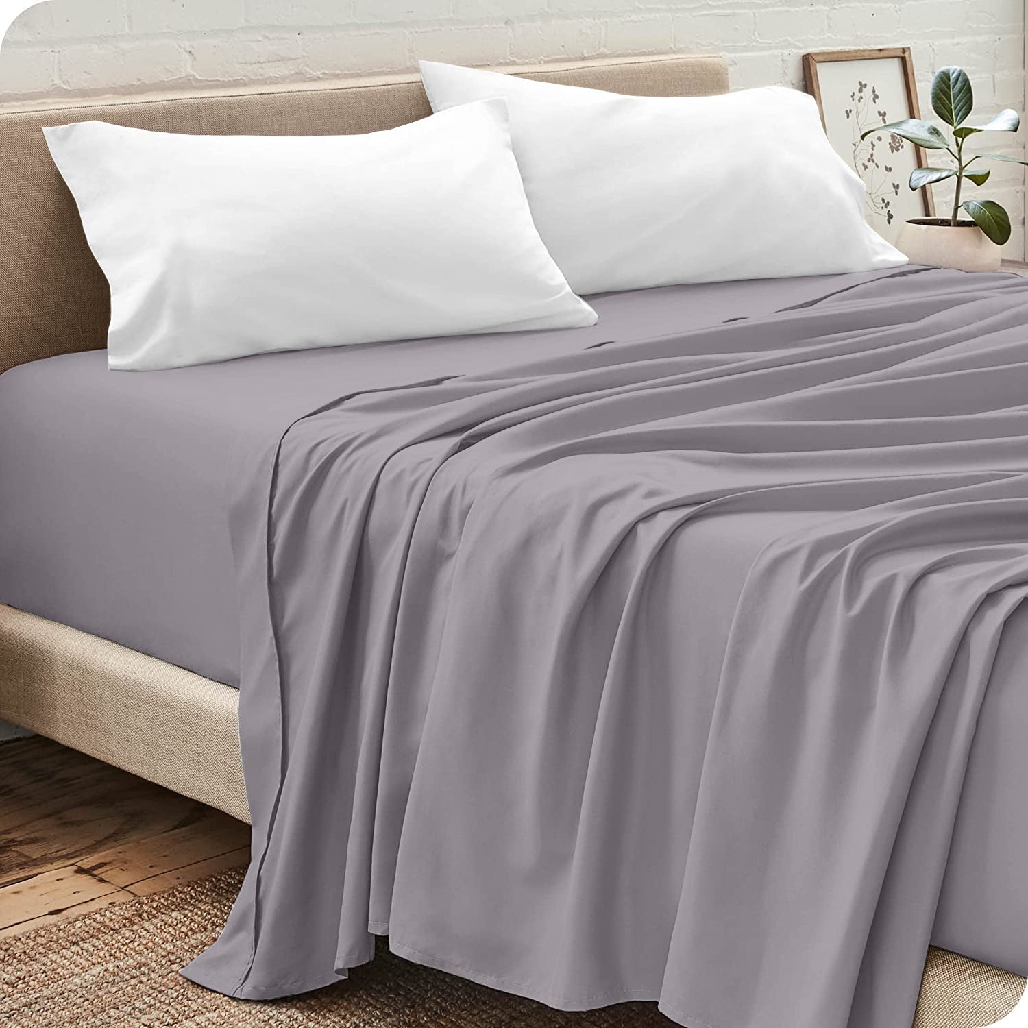 Parure de lit avec drap-housse rizlan (3 pièces) gris taille double -  DIAYTAR SÉNÉGAL